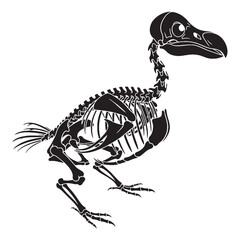 A symbol of extinction – Dodo skeleton silhouette captured in bold Dodo skeleton vector – Dodo skeleton illustration   © Vectorhub
