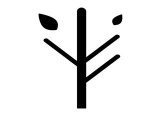 Autumn tree icon with few leaves black on white vector image.