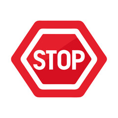 Red Stop Sign Icon. Octagonal Traffic Sign with White STOP Text, Road Safety Symbol, Transportation Warning, Isolated Vector Illustration