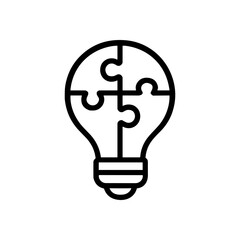 Bright idea Four puzzle pieces. Icon symbol illustration