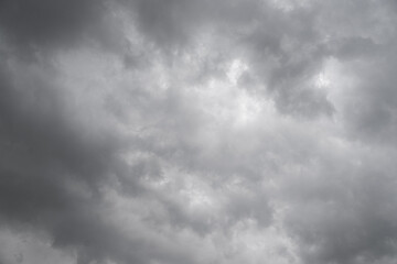 Rain cloud in the sky. Background of dark clouds before thunder storm and rain. Abstract dramatic clouds sky.