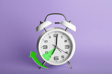 Alarm clock on color background. Time management concept