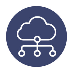 Cloud with data network connections. Icon symbol illustration