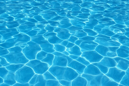 Closeup of blue pool water with sunlight reflections Calming ripples create abstract surface pattern