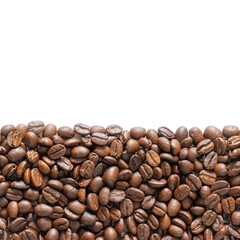 Coffee beans background. Top view coffee beans with copy space area for your text. Close up image.
