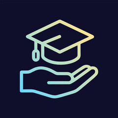Education Offered Hand Presents Graduation Cap. Icon symbol illustration