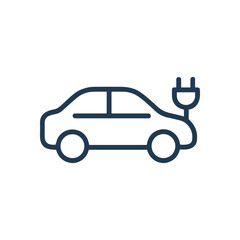 Electric car silhouette charging for travel. Icon symbol illustration