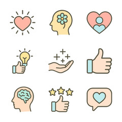 Expressive mental wellbeing icons set. Icon symbol illustration