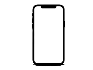 Realistic mobile phone in silhouette.