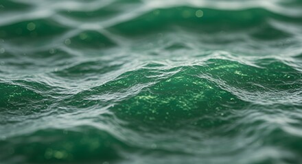 Emerald Green Ocean Waves: A Close-Up of Textured Water
