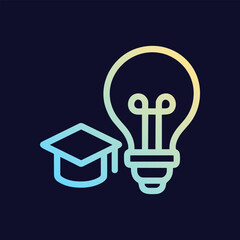 Illuminated Intellect Graduation Cap and Bulb. Icon symbol illustration
