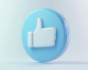 Fototapeta premium A close up of a blue circle with a white thumbs up symbol on a white background