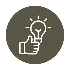 Inspiring approval of creative insights. Icon symbol illustration