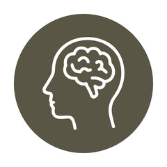 Mindful thinking Brain in head icon. Icon symbol illustration