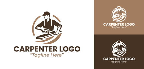 Custom Carpenter Logo with Hammer and Saw for Woodworking Professionals