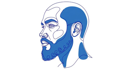 Isolated Line Art Portrait of Man with Beard