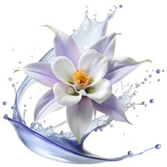 Fototapeta premium Columbine with Milk Splash Gently Composed Around Flower Photo