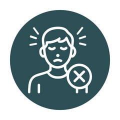 Sad person with a red X. Icon symbol illustration