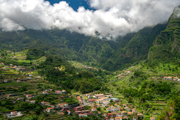 Fototapeta premium View of green valley of Sao Vicente in Madeira