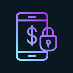 Secure mobile banking digital money safety. Icon symbol illustration