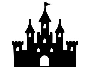 Castle silhouette vector illustration, Princess castle silhouette