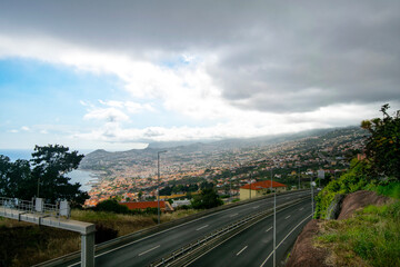 Highway in front of Funchal cityskape