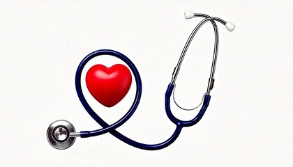 Heart and stethoscope represent dedication on international nurse day, isolated on white, .jpg
