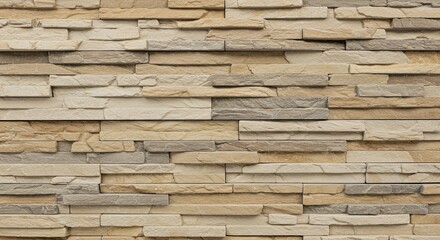 Stacked Stone Veneer Wall Texture: Beige, Tan, and Gray Hues