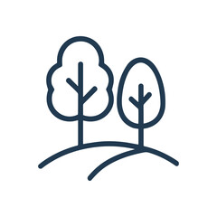 Two trees on a small hill. Icon symbol illustration
