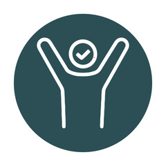 Victorious figure with checklist head. Icon symbol illustration