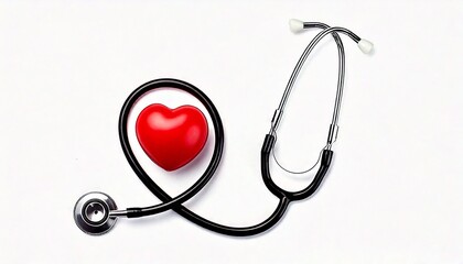 Heart and stethoscope represent dedication on international nurse day, isolated on white, .jpg