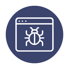 Website bug icon software malware alert. Icon symbol illustration
