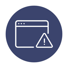 Website warning alerts user of issue. Icon symbol illustration