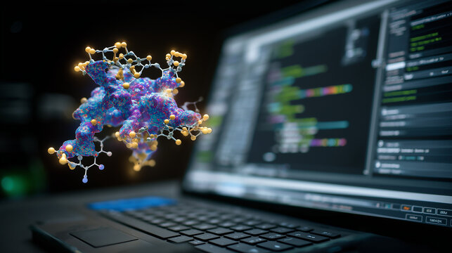 3D chemical model displayed on monitor during formulation phase
