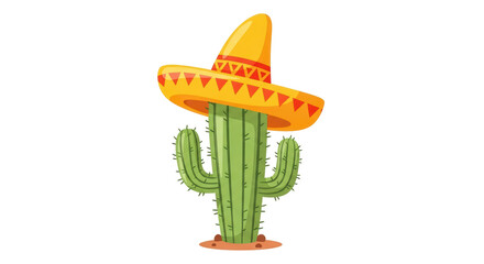 Isolated cactus with sombrero cartoon © Sophia