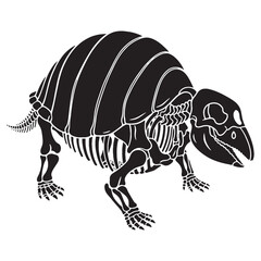 The armored beast of the Pleistocene – Glyptodon skeleton silhouette shown through elegant Glyptodon skeleton vector – Glyptodon skeleton illustration

