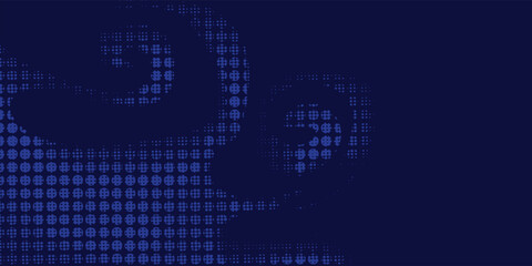 Blue halftone wavy batik background. Pop art dot sport batik style vector.