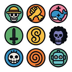 Colorful cartoonish graphic design elements
