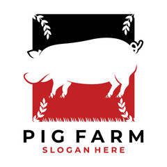 Creative Pig logo design vector. Pig farm logo design icon