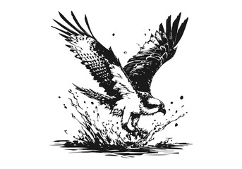 Osprey Bird hand drawn sketch vector illustration