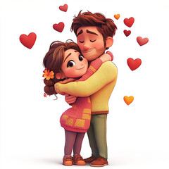 A cute couple wearing red dress are showing love towards each other against white background Made with generative AI