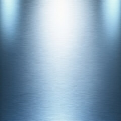 Brushed metal background with cool blue tone, bright light spot. Abstract modern texture with horizontal lines.