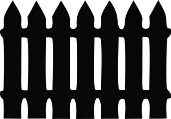 Silhouette of a Classic Wooden Picket Fence A Timeless Symbol of Home Ownership and Boundaries in a Simple Black and White Style