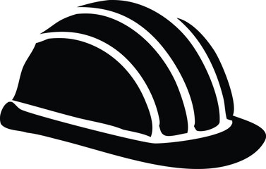 Protective Headgear for Construction Workers An Essential Safety Measure Illustrated in a Black and White Silhouette