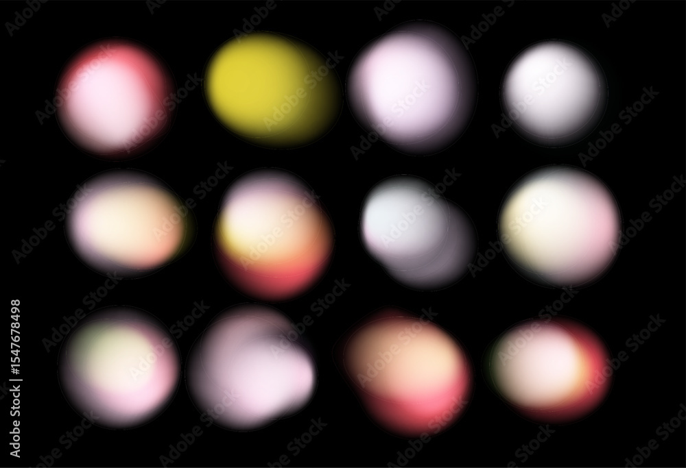 Poster abstract vector illustration in modern blurry gradient style, showing soft, glowing circles and oval