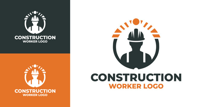 Industrial and Minimal Construction Worker Logo for Branding and Business