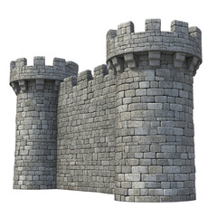 A Medieval Castle Wall On A White Background