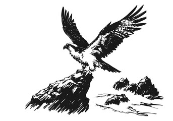Osprey Bird hand drawn sketch vector illustration