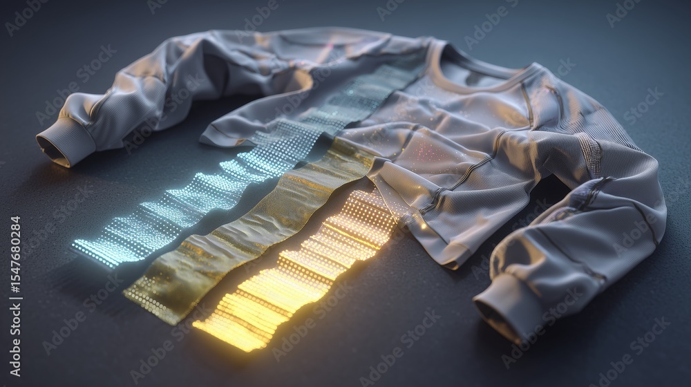 Poster innovative clothing design features nanofabric technology that combines fashion and functionality. t