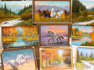 Paintings of Kazakhstan Landscapes and Horses for Sale in Almaty